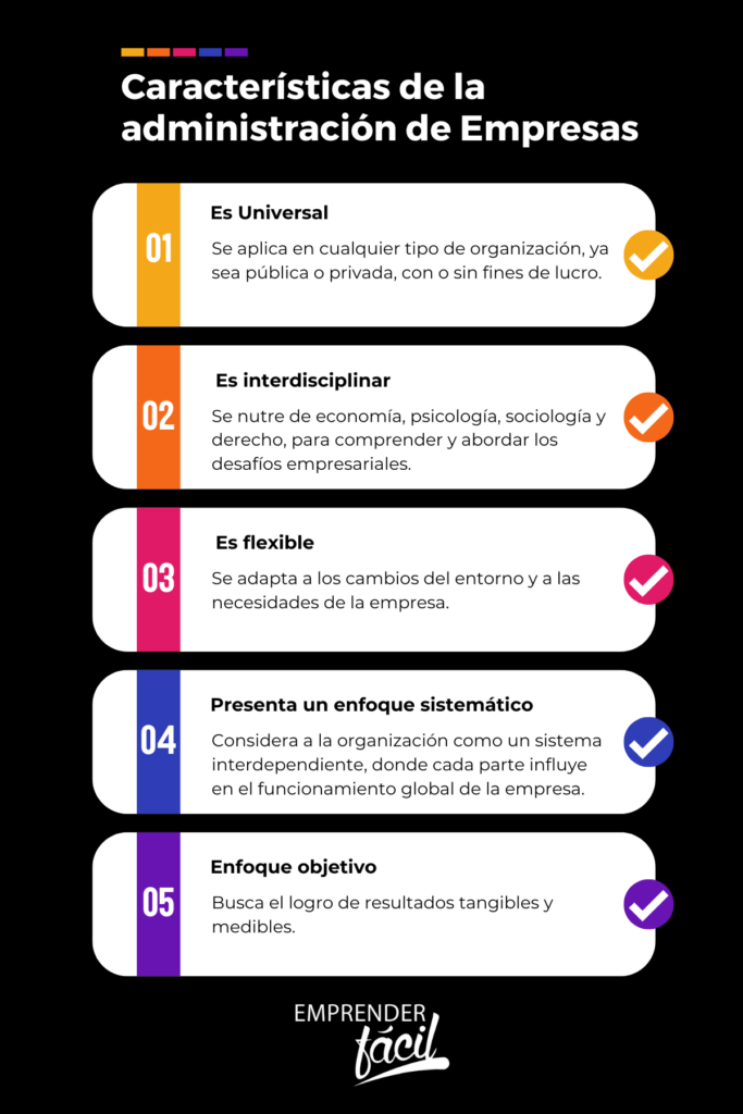 funciones y características de la administración de empresas
