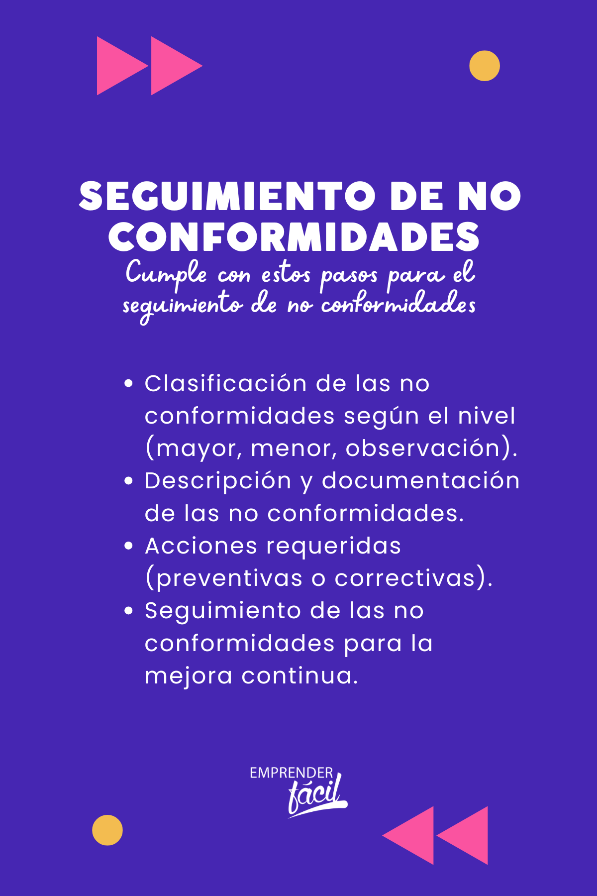 seguimiento de no conformidades